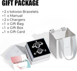 Dacida Couple Bracelet Couple Gifts Partner Bracelets with Touch Long Distance Relationship Gift for Long Distances Couple Love Gifts Vibration & Light Up Bluetooth Pairing Jewellery, Sun and Moon