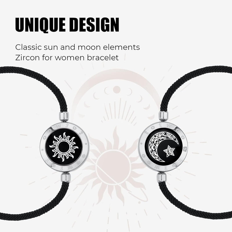 Dacida Long Distance Touch Bracelets for Couples, Vibration & Light up for Love Couples Bracelets | Long Distance Relationship Gifts for Girlfriend Bluetooth Pairing Jewelry