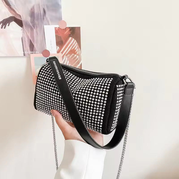 New Rhinestone Small Square Bag Fashion Trend Chain Single Shoulder Diamond Bag